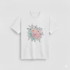 Camiseta blanca manga corta flores