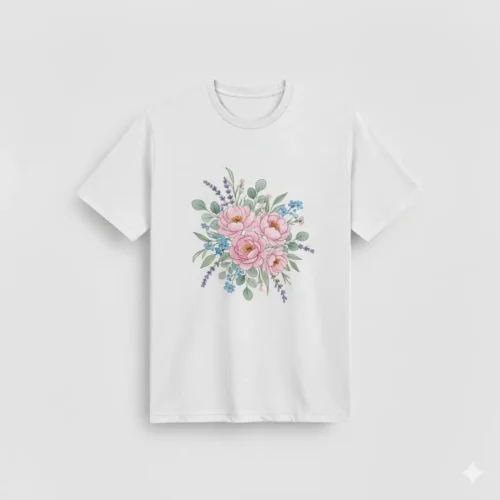 Camiseta blanca manga corta flores