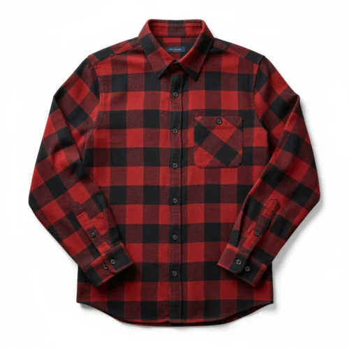 Camiseta de cuadros de color negro y rojo