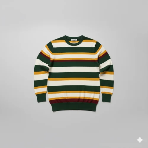 Camiseta manga larga con rayas rojas,verdes y blancas