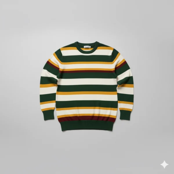 Camiseta manga larga con rayas rojas,verdes y blancas