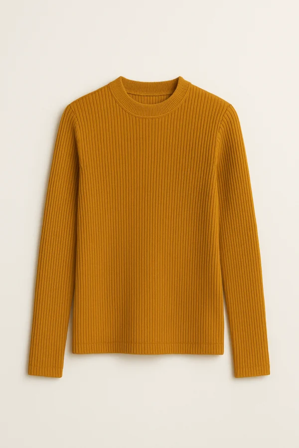 Camiseta color mostaza manga larga Camiseta manga larga color mostaza de canalé