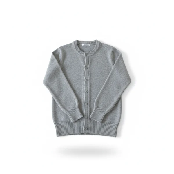 Chaqueta fina gris Cardigan de lana color gris con botones en el centro