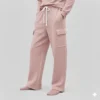 Pantalón chandal ancho rosa Pantalón de chandal con cordón en la cintura y bolsillos en los laterales