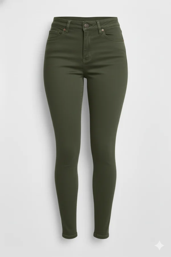 Pantalón skinny verde militar Pantalón vaquero skinny verde militar con bolsillos delante y detras