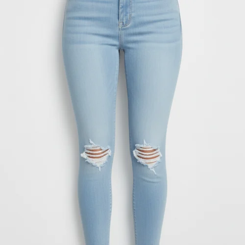 Pantalón vaquero skinny azul roto por las rodillas