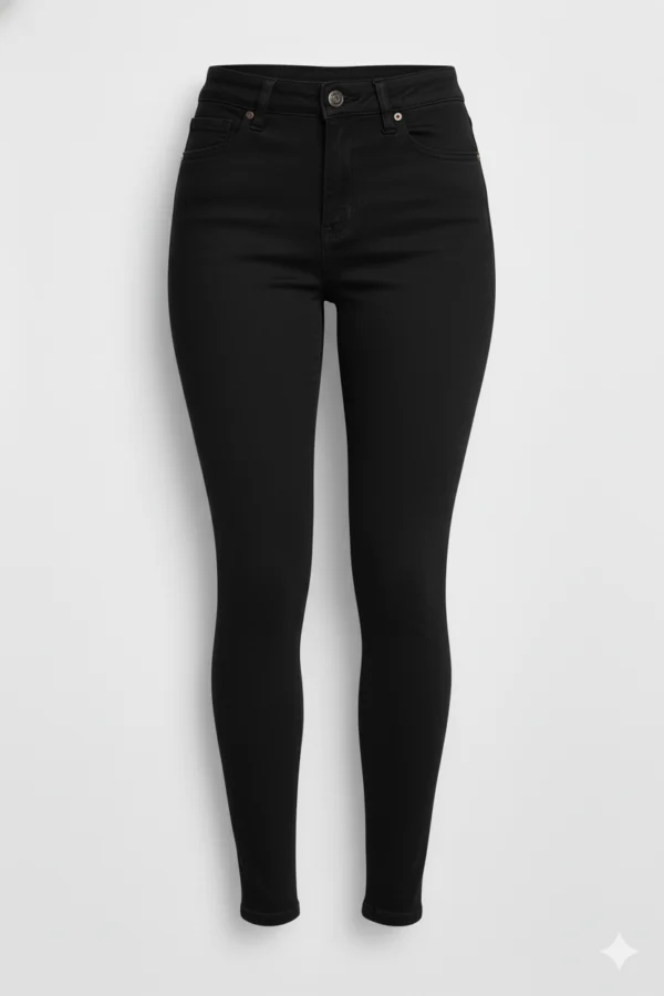 Pantalon vaquero skinny negro Pantalón skinny de tiro alto de color negro con bolsillos delanteros y traseros