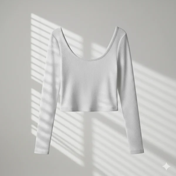 Top manga larga blanco Top crop de manga larga color blanco