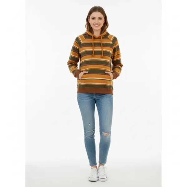 Sudadera con capucha otoñal Sudadera con capucha con franjas de colores de otoño con capucha y cordones para un mayor ajuste