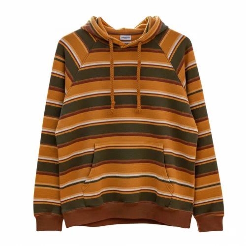 Sudadera con capucha con franjas de colores otoñales con capucha y cordones para un mejor ajuste