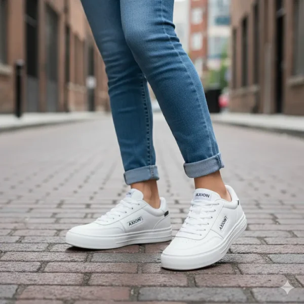 Zapatos casuales blancos Zapatos casuales blancos con el logo de axion en un lateral y cordones para mayor ajuste