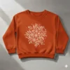 Sudadera naranja dibujo Sudadera naranja con dibujo de mandala de cuello redondo y sin capucha