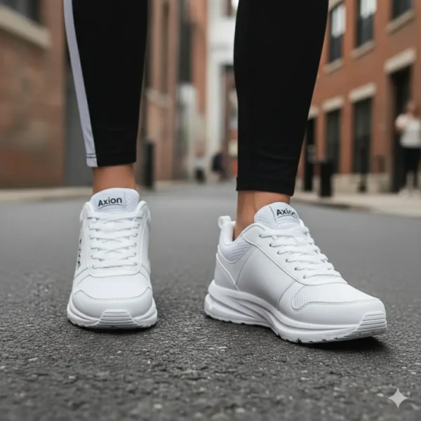 Zapatos deportivos con el logo de axion en el lateral y con cordones en el centro